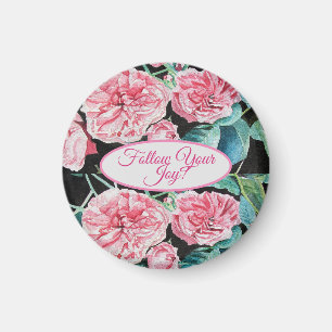 Rosa rosa Rosen florales Muster 'Folge deiner Freu Magnet