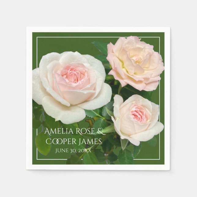 Rosa Rosa Rosenblüten Serviette (Vorderseite)
