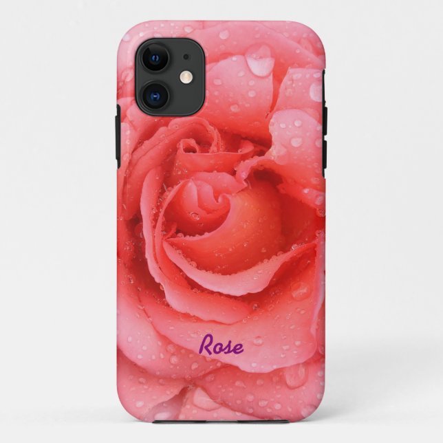 Rosa Rosa-Rosenwasser tropft Personalisiert Case-Mate iPhone Hülle (Rückseite)