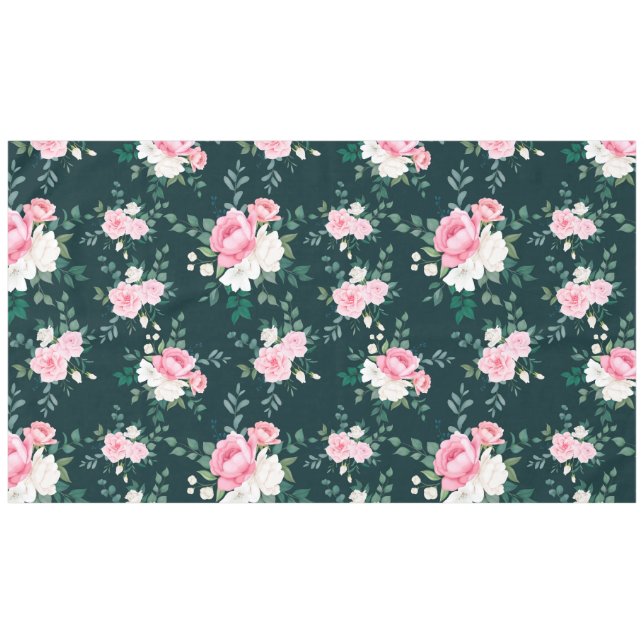 Rosa, rosa, roter Blumenhintergrund Tischdecke (Vorderseite (Horizontal))