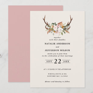 Rosa Rosa Stag rustikal elegant modern Einladung