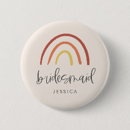Rosa Rosa Terracotta Rainbow Custom Bridesmaid Button