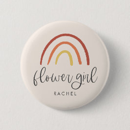 Rosa Rosa Terracotta Rainbow Custom Flower Girl Button