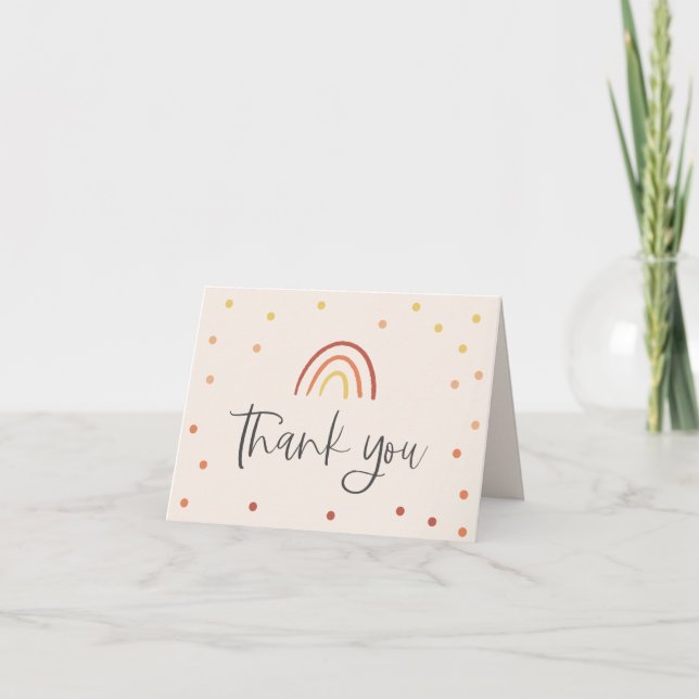 Rosa Rosa Terracotta Rainbow Personalisierte Meldu Dankeskarte (Vorderseite)