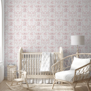 Rosa Rosa Toile Bow Giraffe Elegantes klassisches Tapete