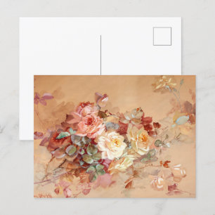Rosa rosa und gelb postkarte