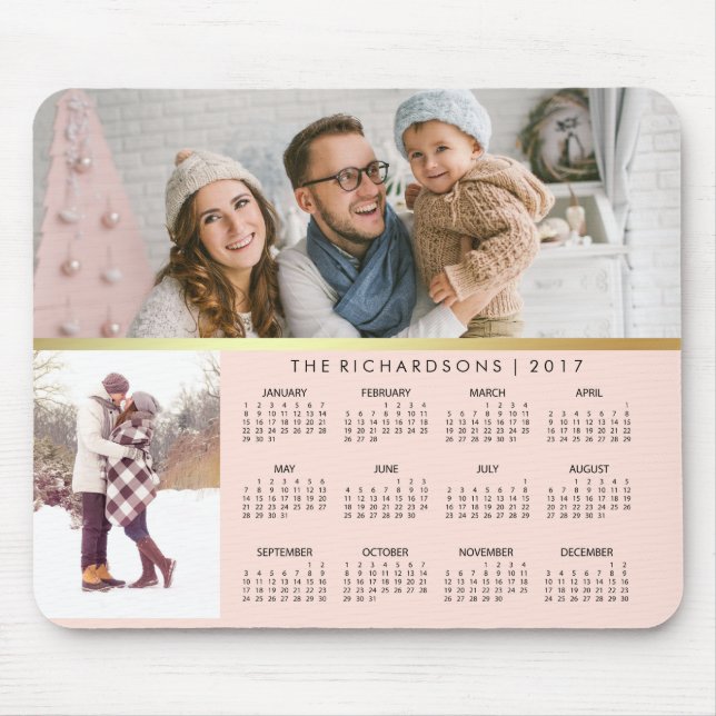 Rosa Rosa und Imitate Gold 2017 Foto Kalender Mousepad (Vorne)