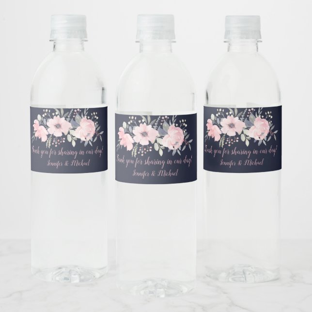 Rosa Rosa und Marine auf Gastgeschenke Hochzeiten  (Flaschen)