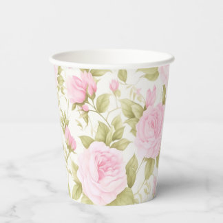 Rosa-rosa und Salbei-Gartenparty-Papierbecher Pappbecher