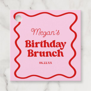 Rosa Rosa Wavy Border Birthday Brunch Party Geschenkanhänger