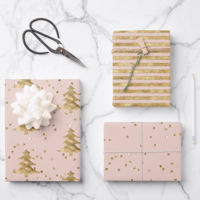 Rosa Rosa Weihnachtsbaum Bellinzona     Geschenkpapier Set (Vorderseite)