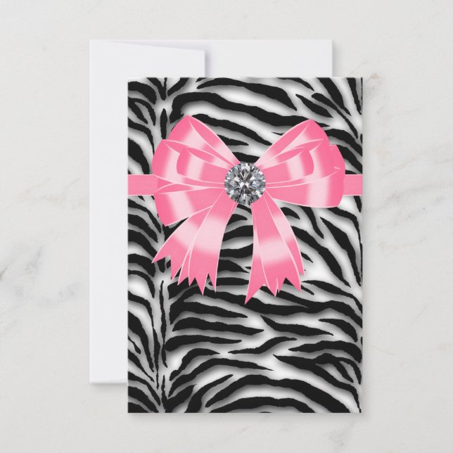 Rosa Rosa Zebra UAWG Template RSVP Karte (Vorderseite)