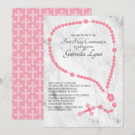 Rosa Rosary Beads Erste Heilige Kommune Einladung