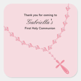 Rosa Rosary Girls Kommunalaufkleber Quadratischer Aufkleber