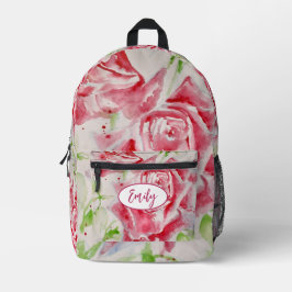Rosa Rose Aquarell Blume Florenz Bedruckter Rucksack