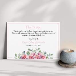 Rosa Rose Aquarell Blütenblütenblüten Eukalyptus B Dankeskarte