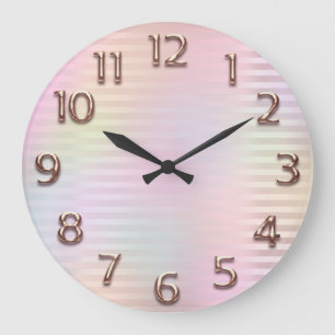 Rosa Rose Arabische Nummer Holograph Strokes Lines Große Wanduhr