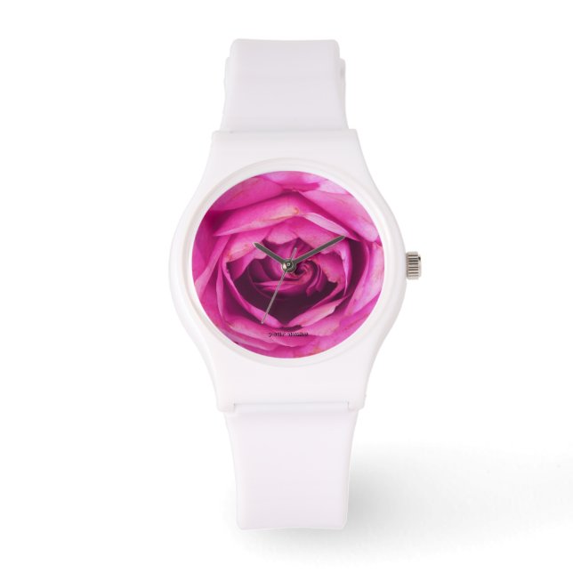Rosa Rose Armbanduhr (Vorderseite)