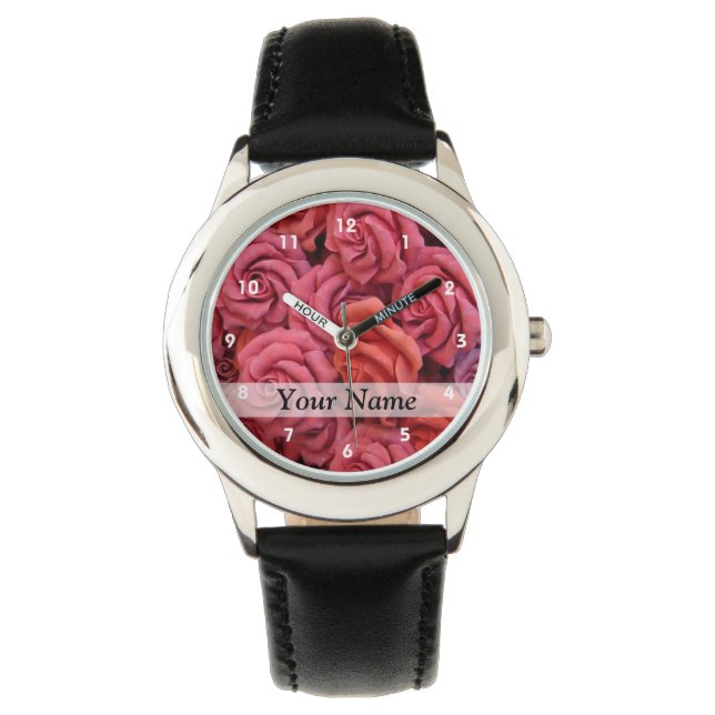 Rosa Rose Armbanduhr (Vorderseite)