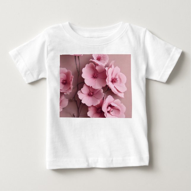 Rosa Rose Ästhetisches Blumenmuster Baby T-shirt (Vorderseite)