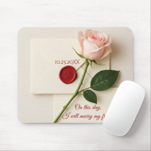 Rosa Rose auf Elfenbein Mousepad