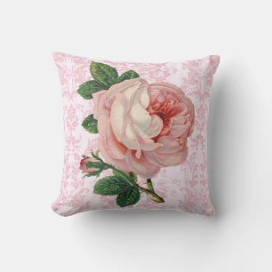 Rosa Rose auf rosa Elegant Vintag Kissen