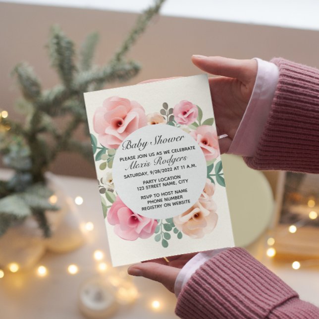 Rosa Rose Baby Dusche Einladung (Von Creator hochgeladen)