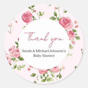 Rosa Rose Baby Dusche Runder Aufkleber
