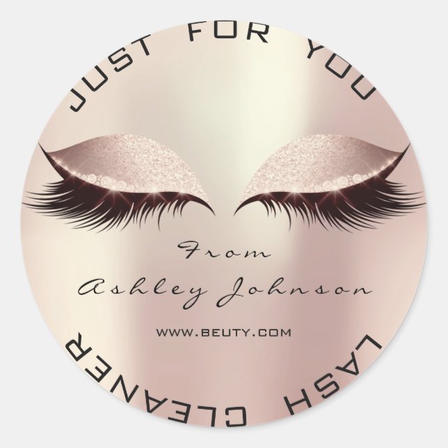 Rosa Rose Beauty Glitzer Blush Lash Makeuaner Runder Aufkleber (Vorderseite)