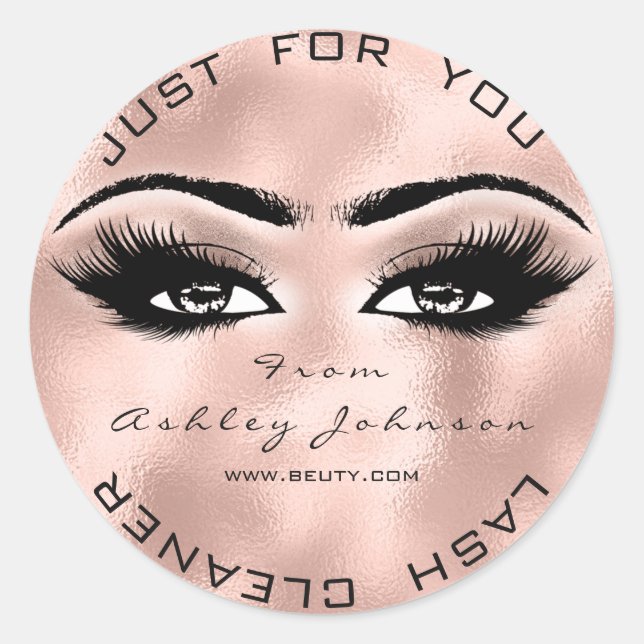 Rosa Rose Beauty Glitzer Skin Lash Makeuaner Runder Aufkleber (Vorderseite)