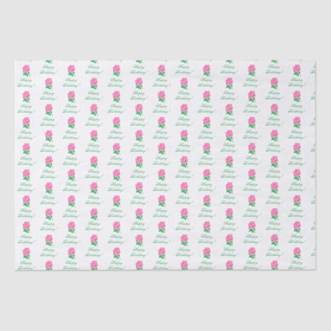 Rosa Rose Birthday White Seidenpapier (Vorderseite)