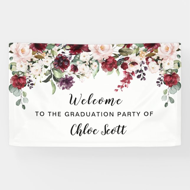 Rosa Rose Bläsernparty Willkommen Banner (Horizontal)