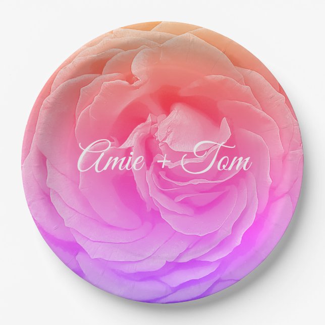 Rosa Rose Blossom Hochzeitskleidung Teller für Pap (Vorderseite)