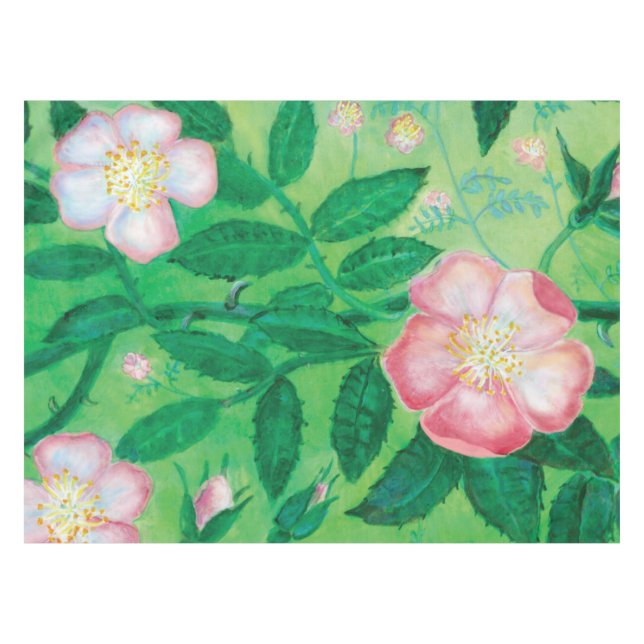 Rosa Rose blühend Tischdecke (Vorderseite (Horizontal))