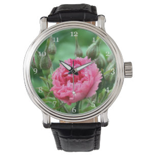 Rosa Rose Blume Armbanduhr