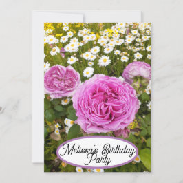 Rosa Rose Blume Hübsche Girls Einladung