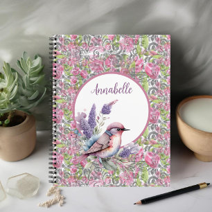 Rosa-Rose-Blumen-Scroll-Spiral-Notebook Notizbuch