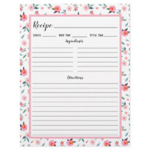 Rosa Rose Blumenmuster Rezeptbinderseite
