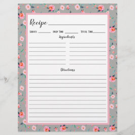 Rosa Rose Blumenmuster Rezeptbinderseite