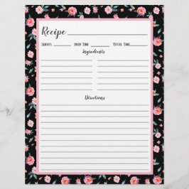 Rosa Rose Blumenmuster Rezeptbinderseite