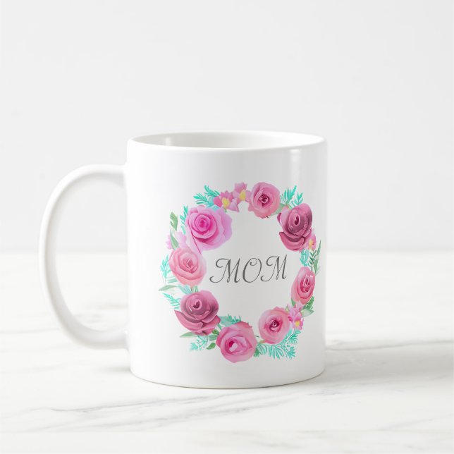 Rosa Rose Blumenregen Kaffeetasse (Links)