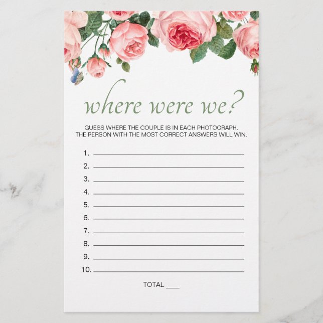 Rosa Rose Blumenspiel, wo wir waren Flyer (Vorne)