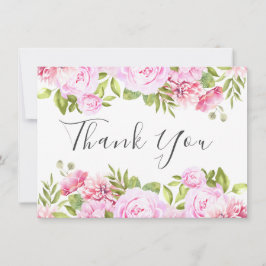Rosa Rose Blumenziton Elegantes Skript Dankeskarte