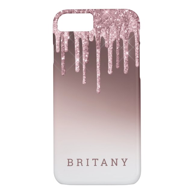 Rosa Rose Blush Lila Glitzer Name Case-Mate iPhone Hülle (Rückseite)