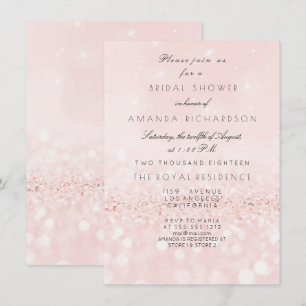 Rosa Rose Blush Pastell Glitzer Brautparty Einladung