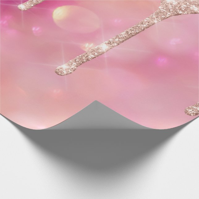Rosa Rose Blush Spark Powder Tropfen Glitzer Brida Geschenkpapier (Ecke)