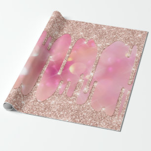 Rosa Rose Blush Spark Powder Tropfen Glitzer Meerj Geschenkpapier