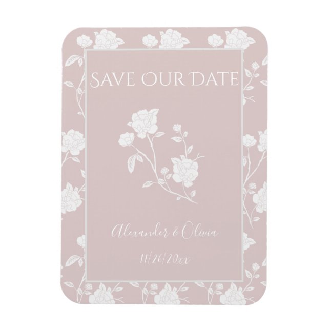Rosa Rose blush speichern das Datumsfenster Magnet (Vertikal)