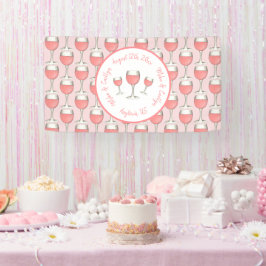 Rosa Rosé Blush Wine Glass Hochzeitsstich Brautpar Banner