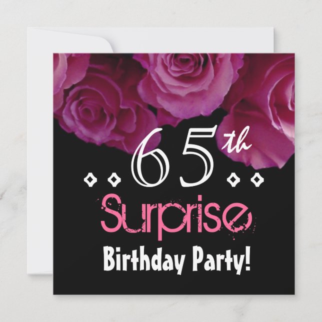 Rosa Rose Bouquet 65. Überraschung Geburtstag S001 Einladung (Vorderseite)